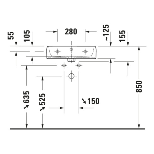 Duravit Aufsatzwaschtisch Qatego 50x42cm, w g, o HL, m Ü, HL, geschli.