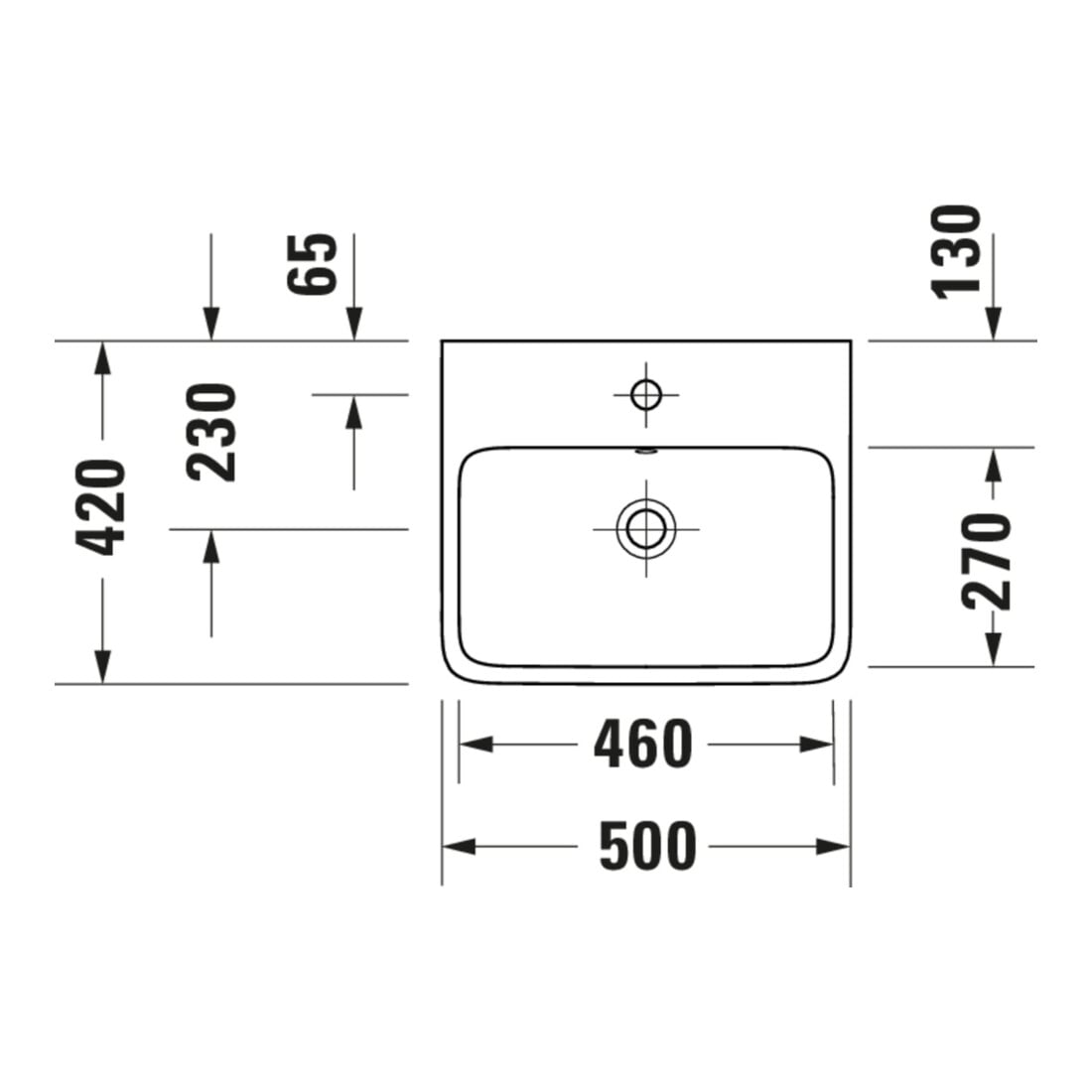 Duravit Aufsatzwaschtisch Qatego 50x42cm, w g, o HL, m Ü, HL, geschli.