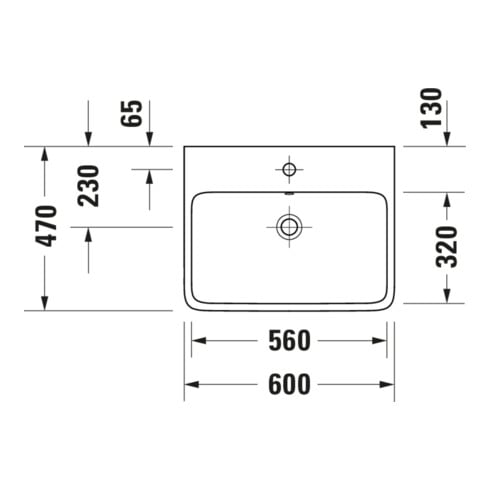 Duravit Aufsatzwaschtisch Qatego 60x47cm, w g, m HL, Ü, HL, geschli.
