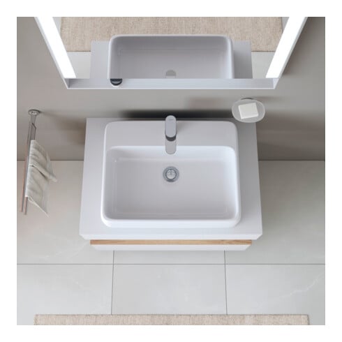 Duravit Aufsatzwaschtisch Qatego 60x47cm, we. hgl, m Hahnl., ÜL, Hahnloch