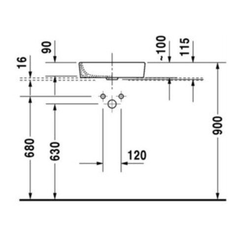 Duravit Aufsatzwaschtisch Starck 2 43,5x39,5cm, gs, o. HL, ÜL, HLB, we