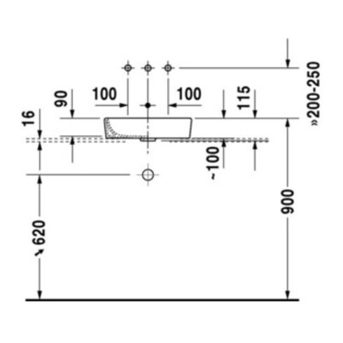 Duravit Aufsatzwaschtisch Starck 2 43,5x39,5cm, gs, o. HL, ÜL, HLB, we