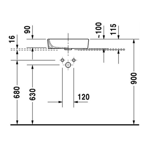 Duravit Aufsatzwaschtisch Starck 2 43,5x39,5cm, gs, o. HL, ÜL, HLB, we
