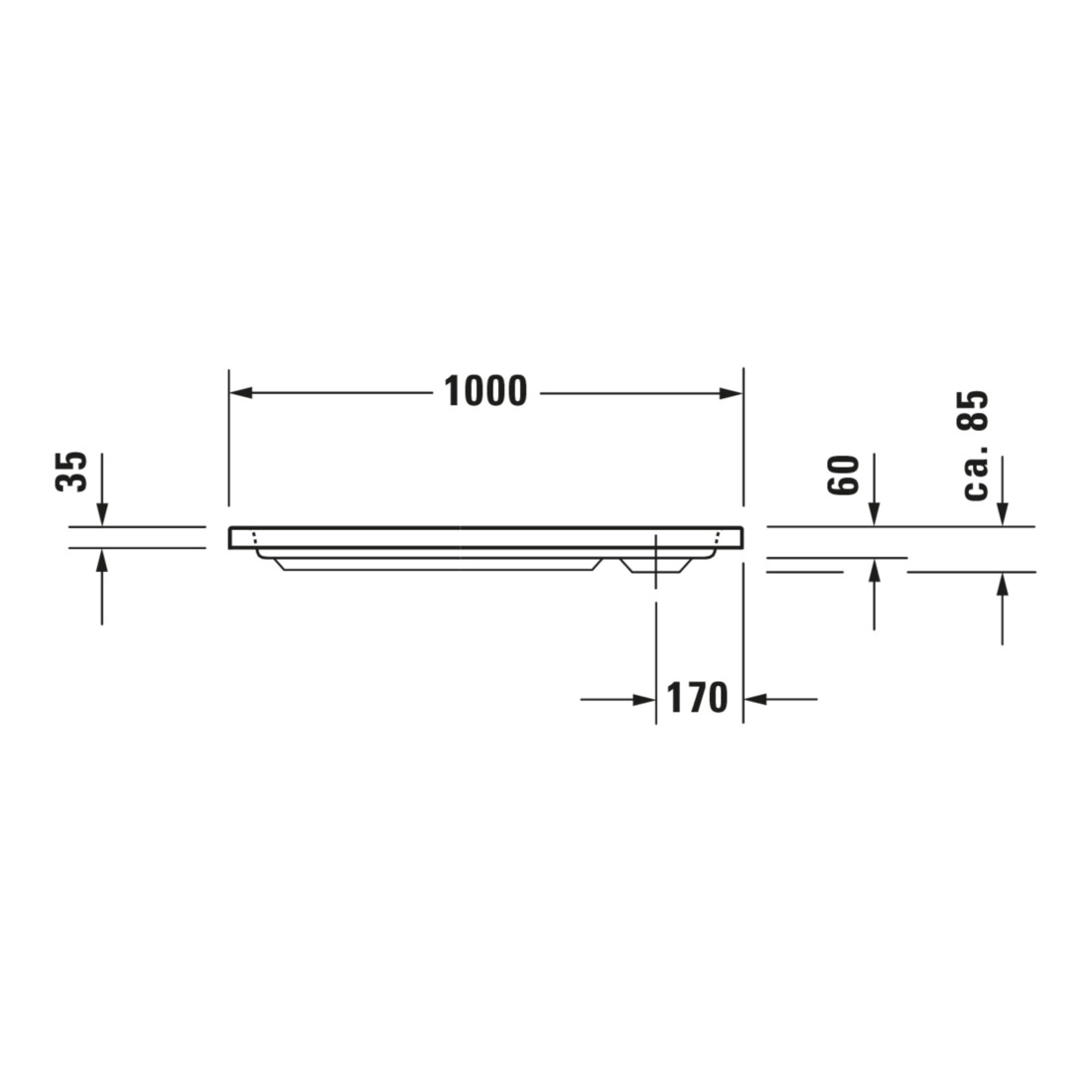 Duravit Bac à douche rectangulaire D-Code 100x90x8,5 cm, blanc
