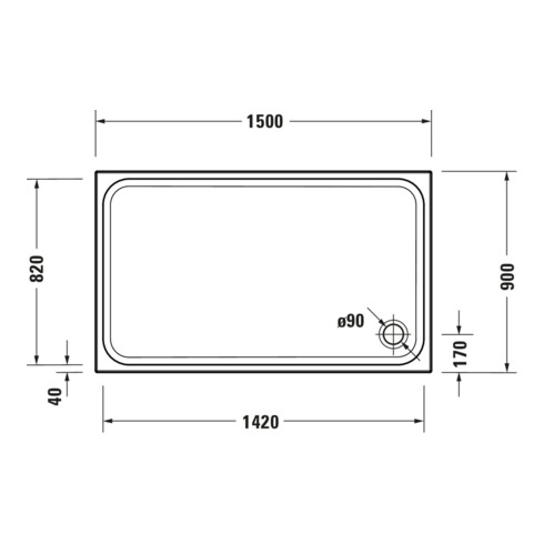 Duravit Bac à douche rectangulaire D-Code 150x90x8,5 cm, blanc