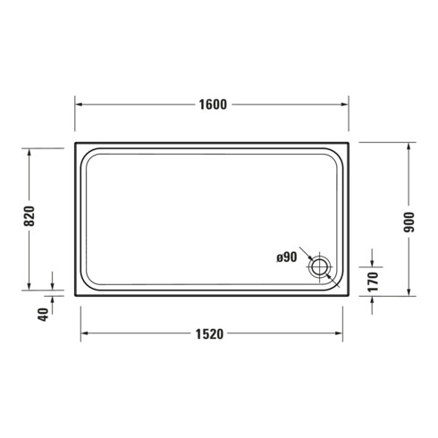 Duravit Bac à douche rectangulaire D-Code 160x90x8,5 cm, blanc