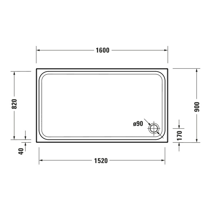 Duravit Bac à douche rectangulaire D-Code 160x90x8,5 cm, blanc