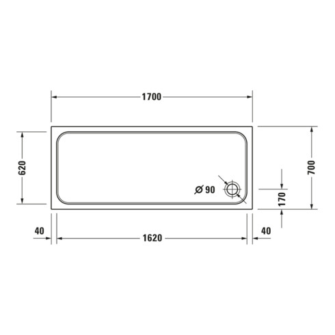 Duravit Bac à douche rectangulaire D-Code 170x70x8,5 cm, blanc