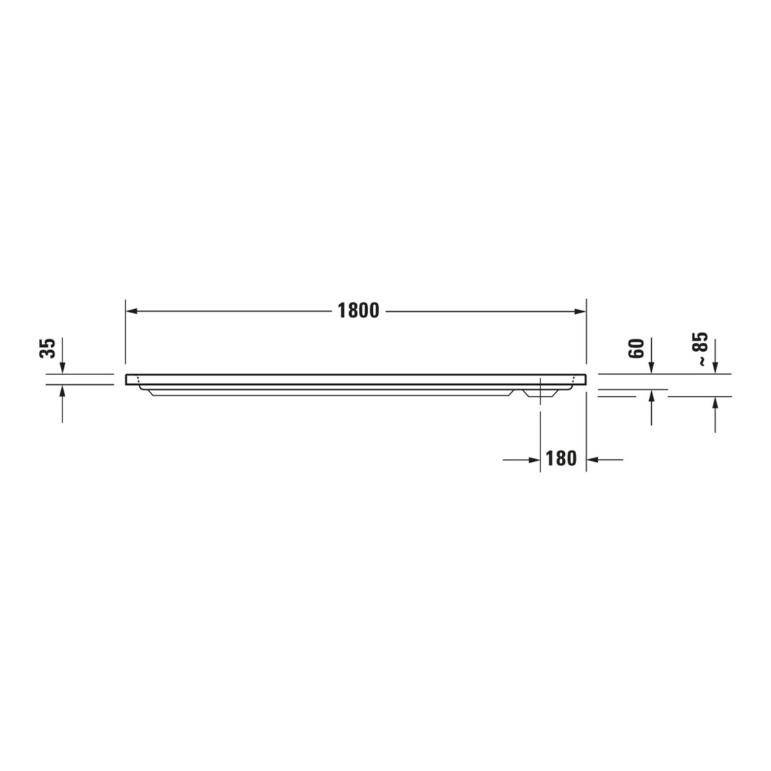 Duravit Bac à douche rectangulaire D-Code 180x90x8,5 cm, antidérapant, blanc