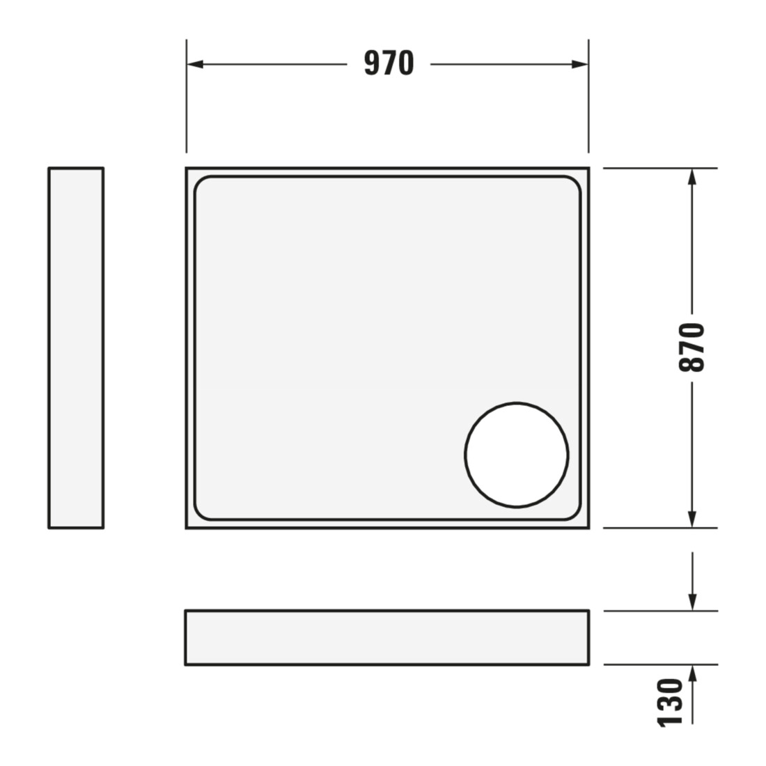 Duravit Bac à douche rectangulaire Starck Slimline 100x90x5 cm, blanc