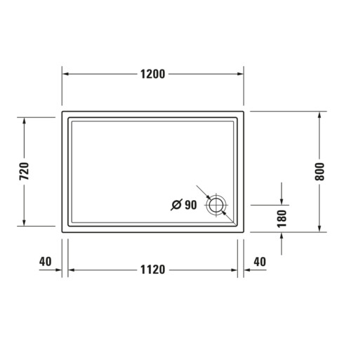 Duravit Bac à douche rectangulaire Starck Slimline 120x80x5,5 cm, antidérapant, blanc