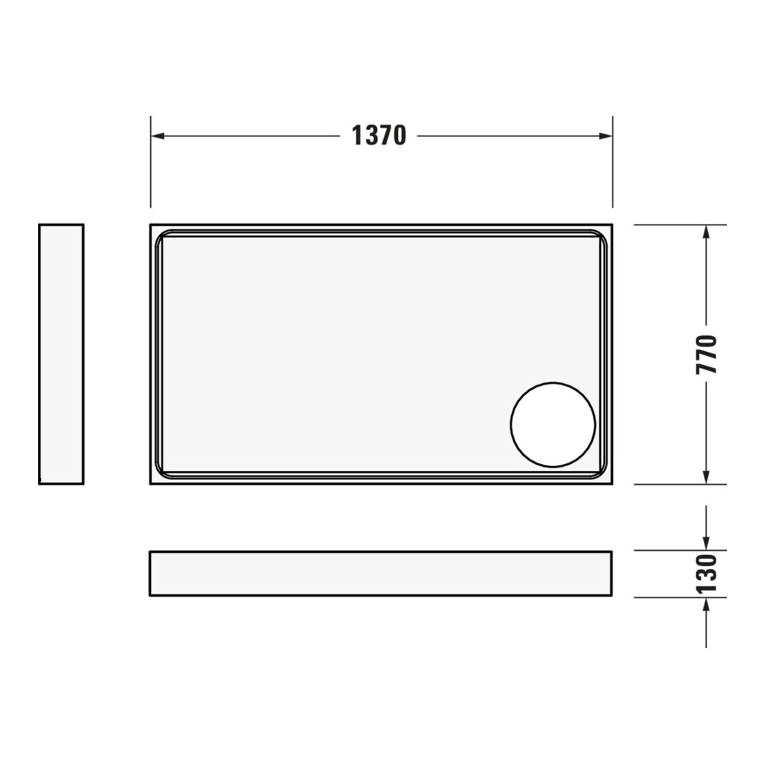 Duravit Bac à douche rectangulaire Starck Slimline 140x80x6 cm, blanc