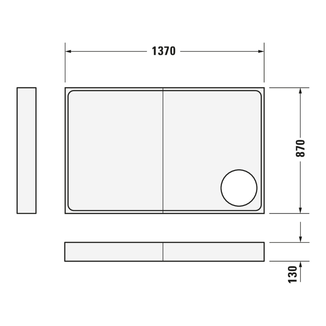Duravit Bac à douche rectangulaire Starck Slimline 140x90x5,5 cm, blanc