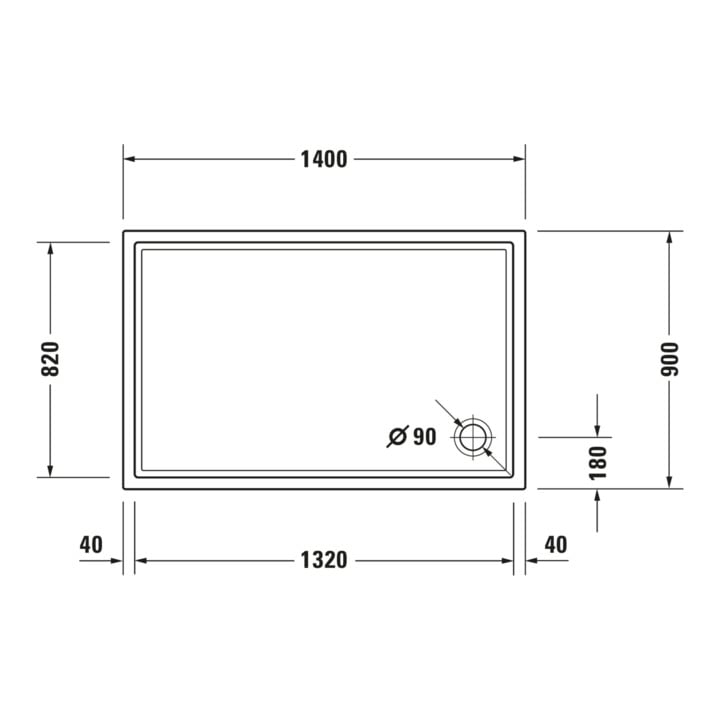 Duravit Bac à douche rectangulaire Starck Slimline 140x90x5,5 cm, blanc
