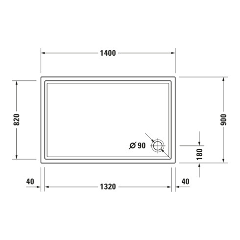 Duravit Bac à douche rectangulaire Starck Slimline 140x90x5,5 cm, blanc