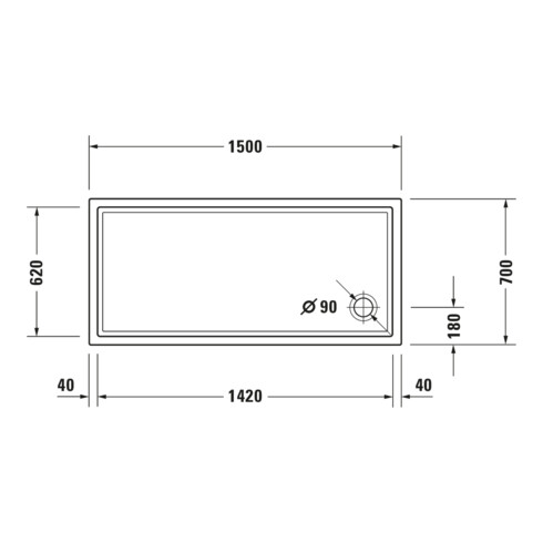 Duravit Bac à douche rectangulaire Starck Slimline 150x70x5,5 cm, blanc