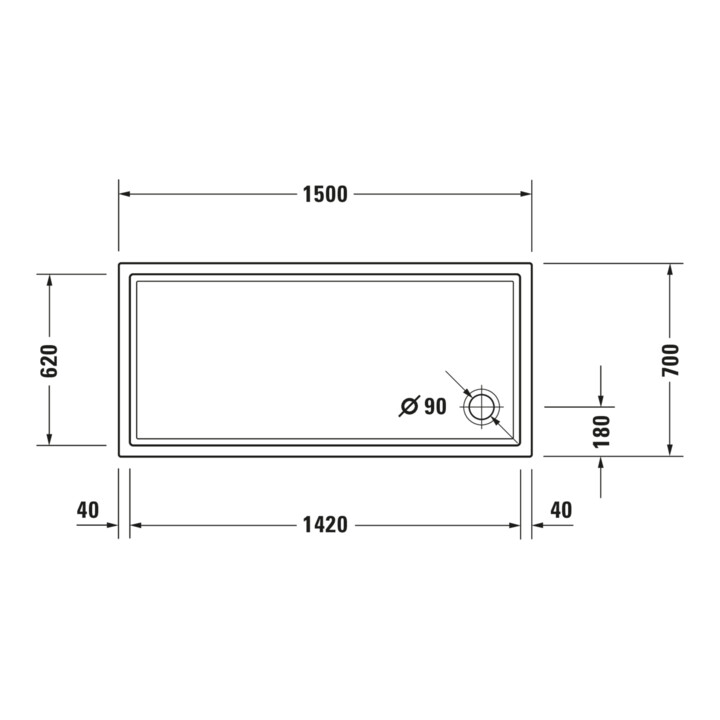 Duravit Bac à douche rectangulaire Starck Slimline 150x70x5,5 cm, blanc