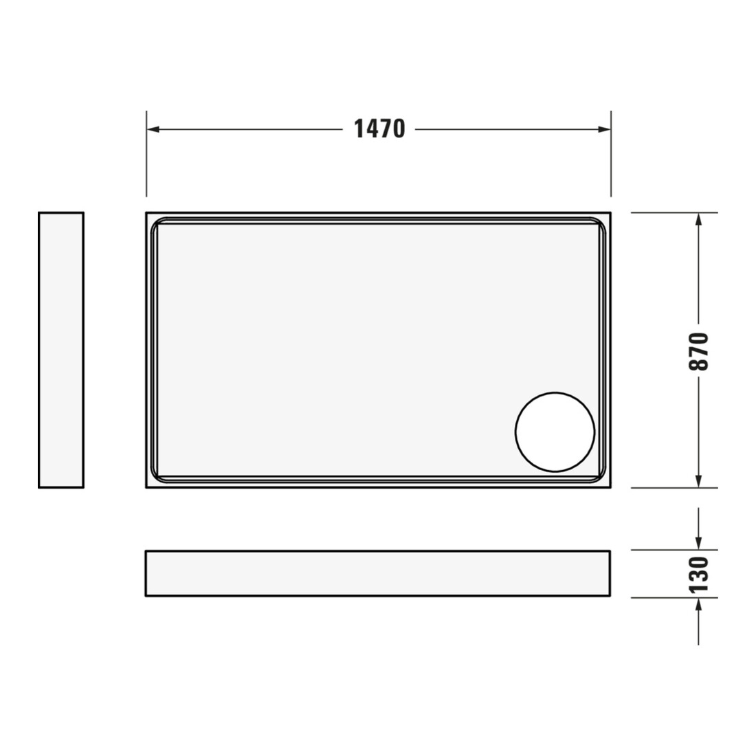 Duravit Bac à douche rectangulaire Starck Slimline 150x90x6 cm, antidérapant, blanc