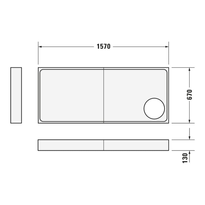 Duravit Bac à douche rectangulaire Starck Slimline 160x70x6 cm, antidérapant, blanc