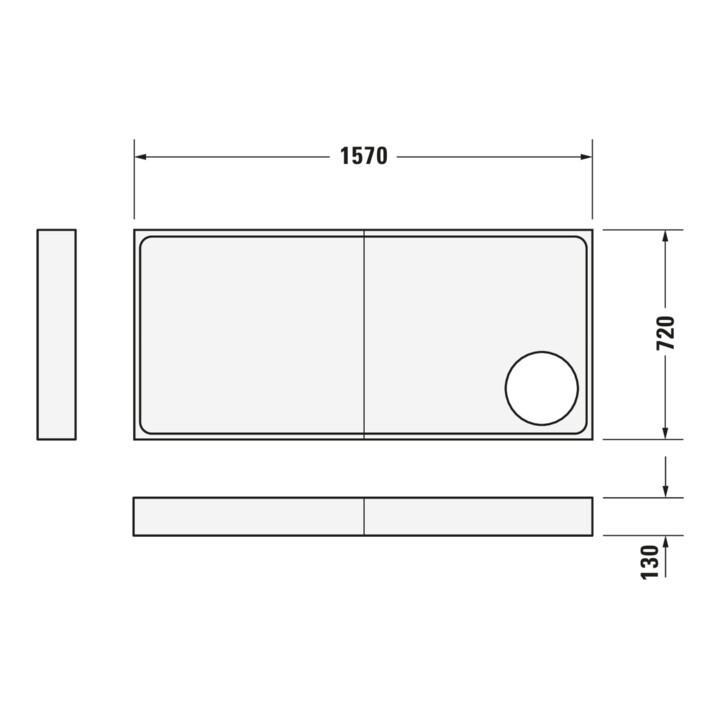 Duravit Bac à douche rectangulaire Starck Slimline 160x75x6cm, blanc