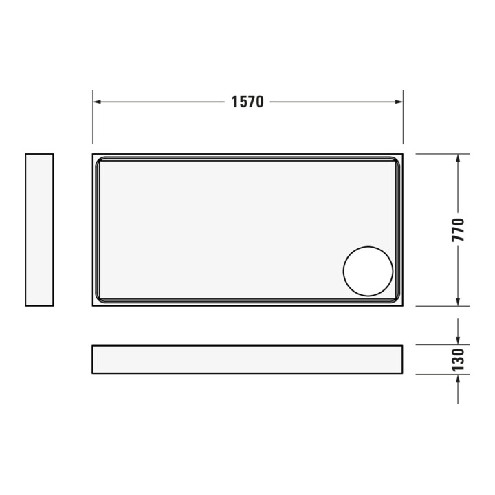 Duravit Bac à douche rectangulaire Starck Slimline 160x80x6 cm, blanc