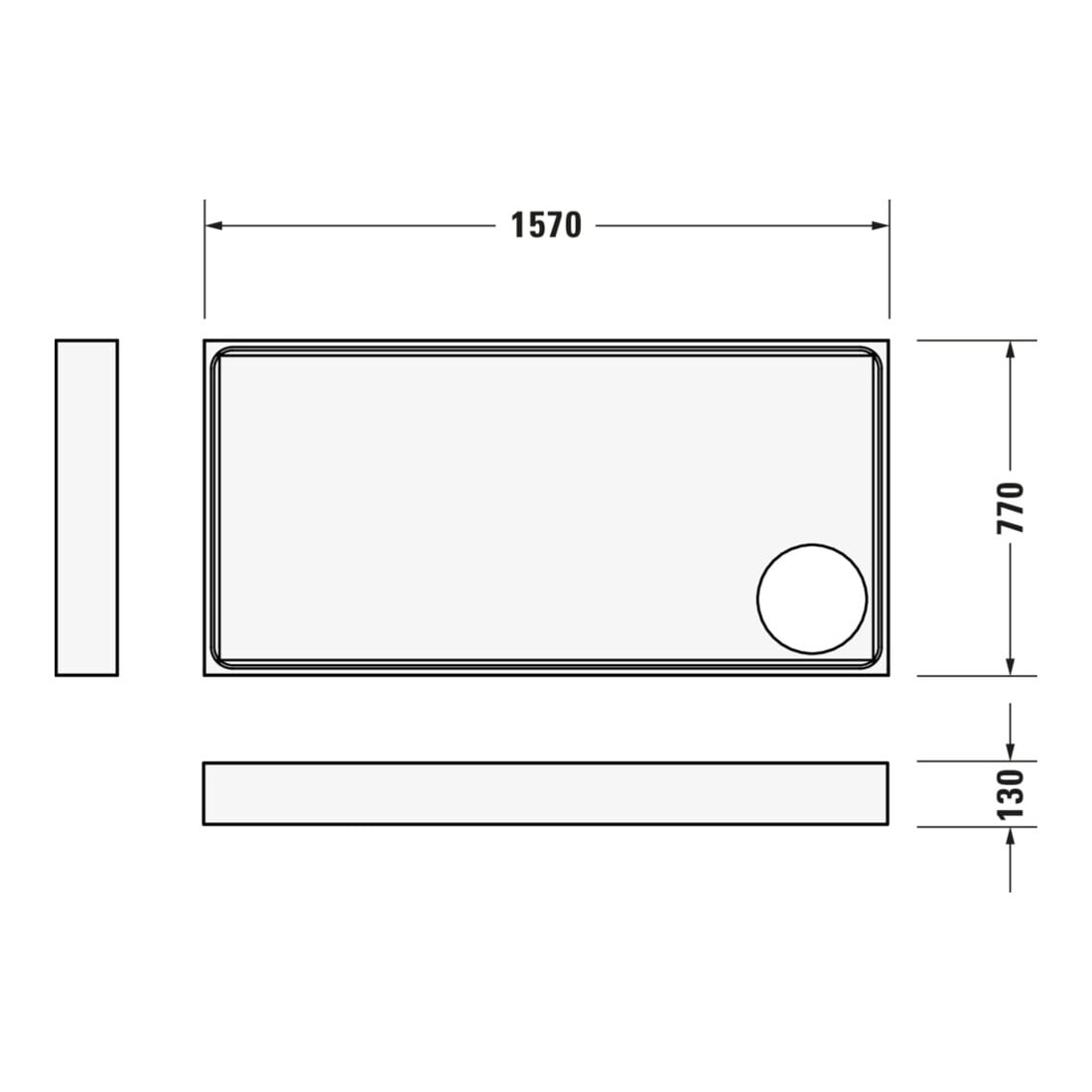 Duravit Bac à douche rectangulaire Starck Slimline 160x80x6 cm, blanc