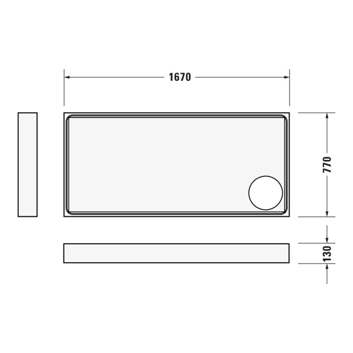 Duravit Bac à douche rectangulaire Starck Slimline 170x80x6 cm, antidérapant, blanc