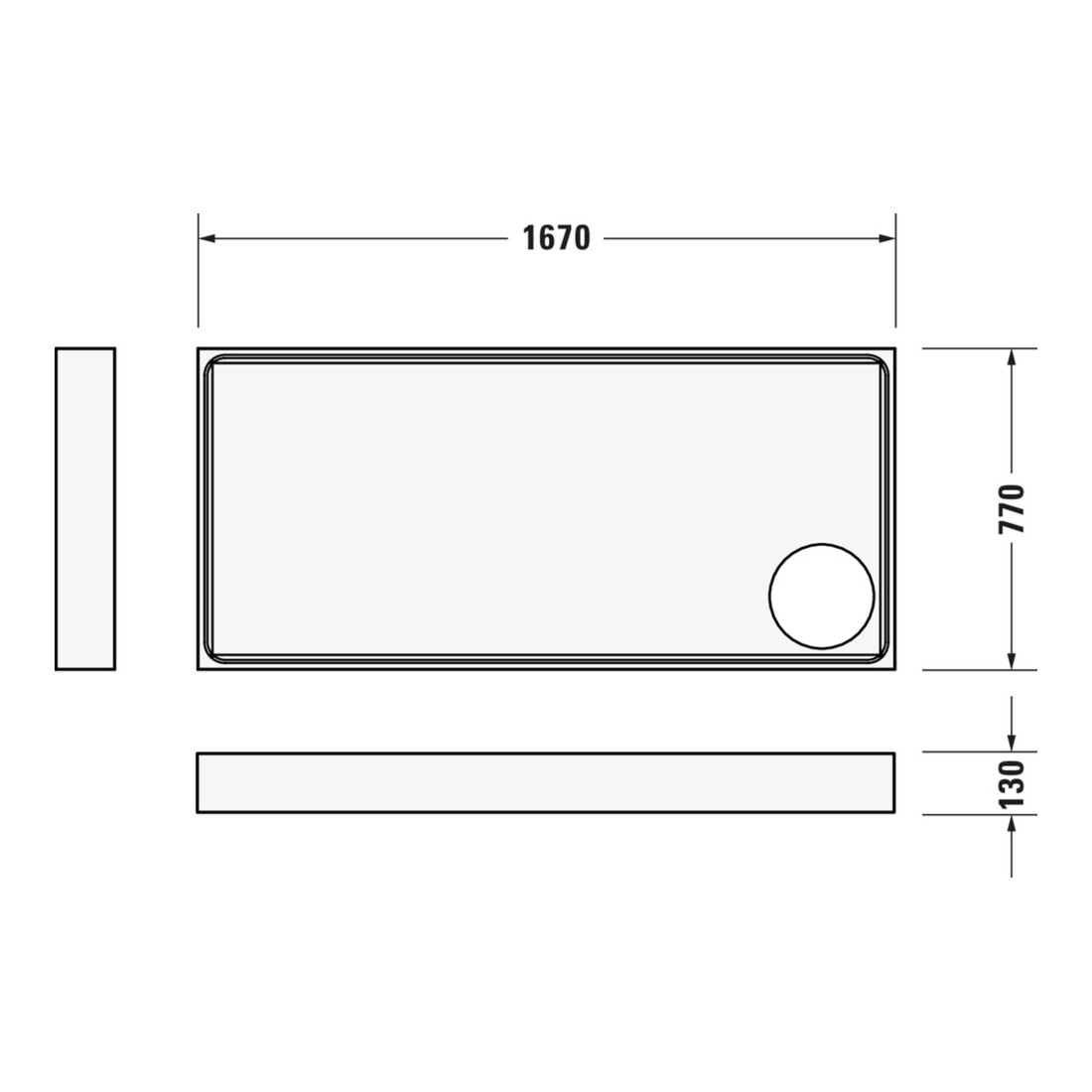 Duravit Bac à douche rectangulaire Starck Slimline 170x80x6 cm, blanc