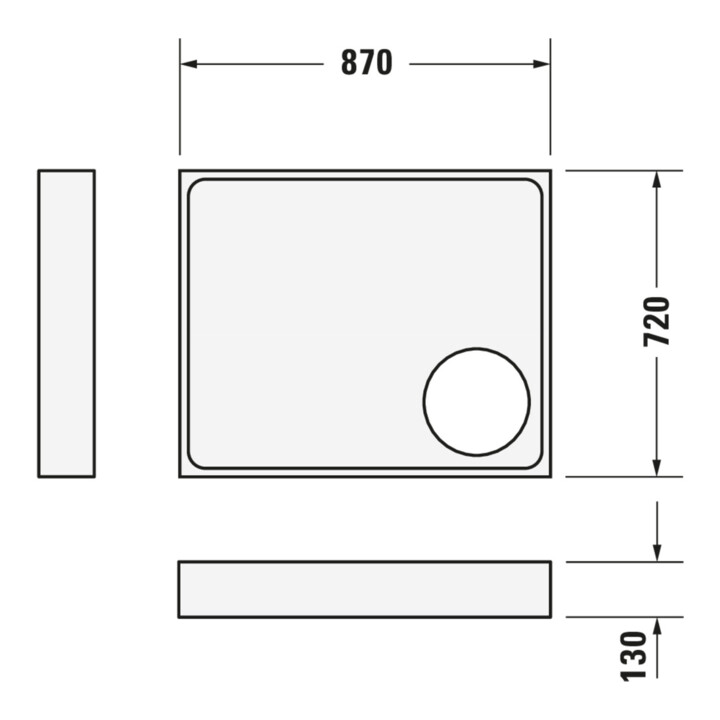 Duravit Bac à douche rectangulaire Starck Slimline 90x75x4,5 cm, antidérapant, blanc