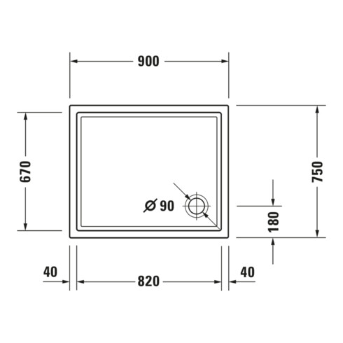 Duravit Bac à douche rectangulaire Starck Slimline 90x75x4,5 cm, antidérapant, blanc