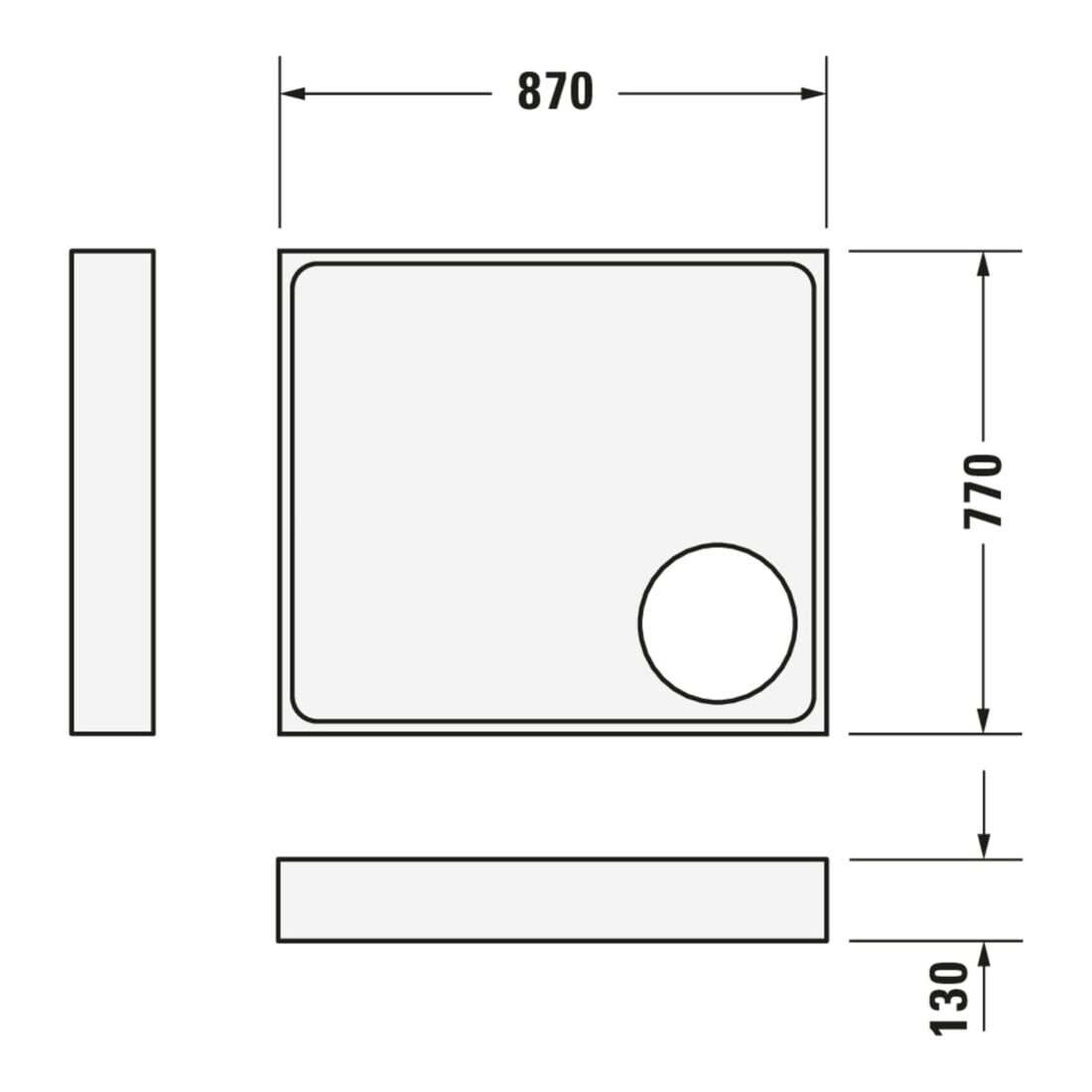 Duravit Bac à douche rectangulaire Starck Slimline 90x80x4,5 cm, blanc