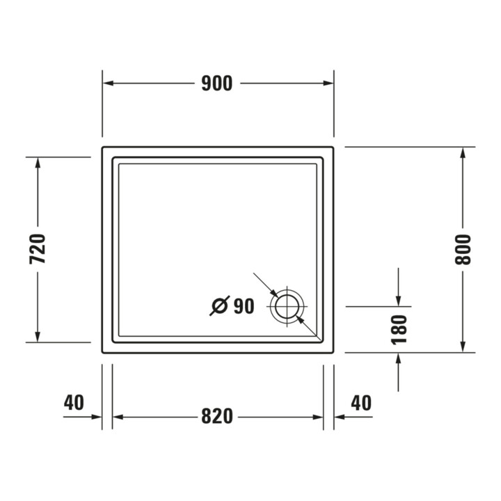Duravit Bac à douche rectangulaire Starck Slimline 90x80x4,5 cm, blanc