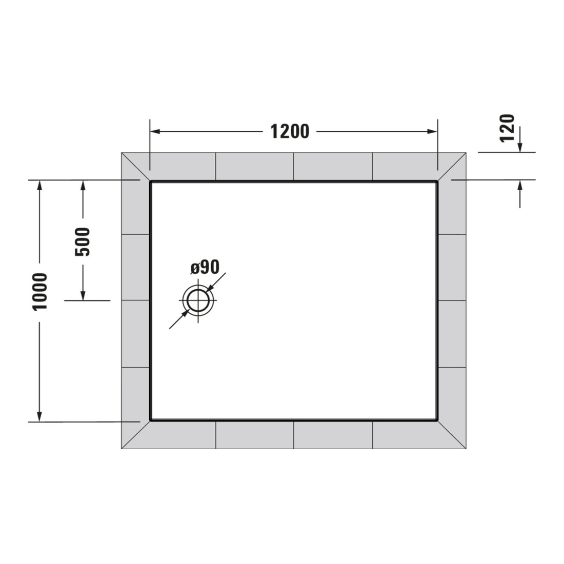 Duravit Bac à douche rectangulaire Tempano 120x100x4,5 cm, affleurant, AS, blanc