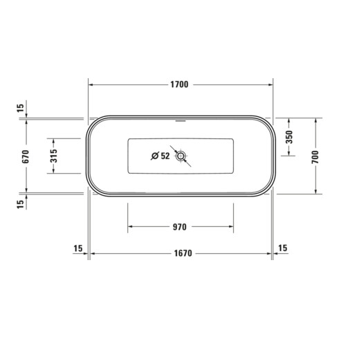 Duravit Badewanne DuraFoga 170x70x60cm, freistehend
