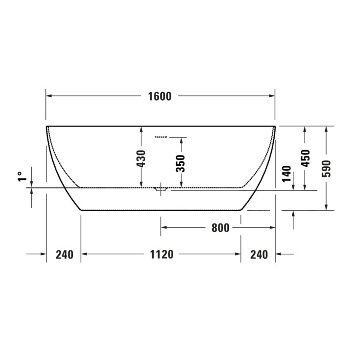 Duravit Badewanne DuraKanto 160x75x59cm, ov., frei., weiß glänzend