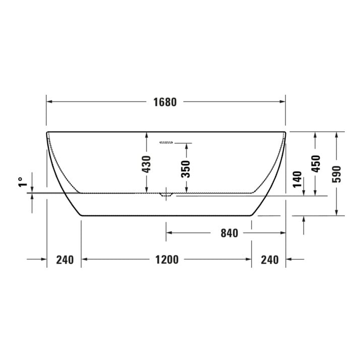Duravit Badewanne DuraKanto 170x80x59cm, ov., frei., weiß glänzend