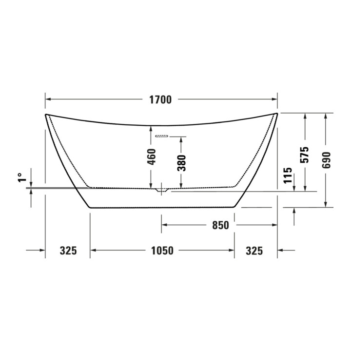 Duravit Badewanne DuraVato 170x71x69cm, oval, freistehend