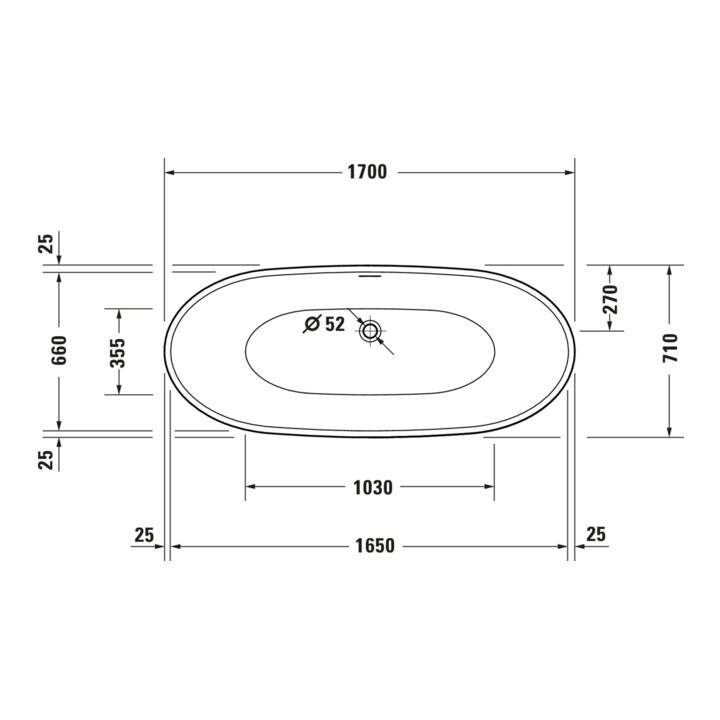 Duravit Badewanne DuraVato 170x71x69cm, oval, freistehend