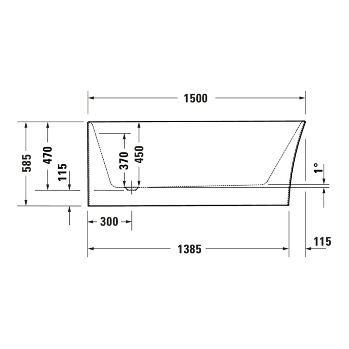 Duravit Badewanne oval DuraSenja 150x75x58,5cm, w, Eck li, RS 2, m FG+AÜL