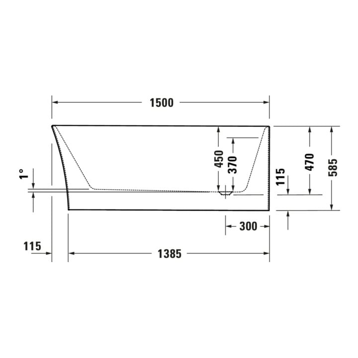 Duravit Badewanne oval DuraSenja 150x75x58,5cm, w, Eck re, RS 2, m FG+AÜL