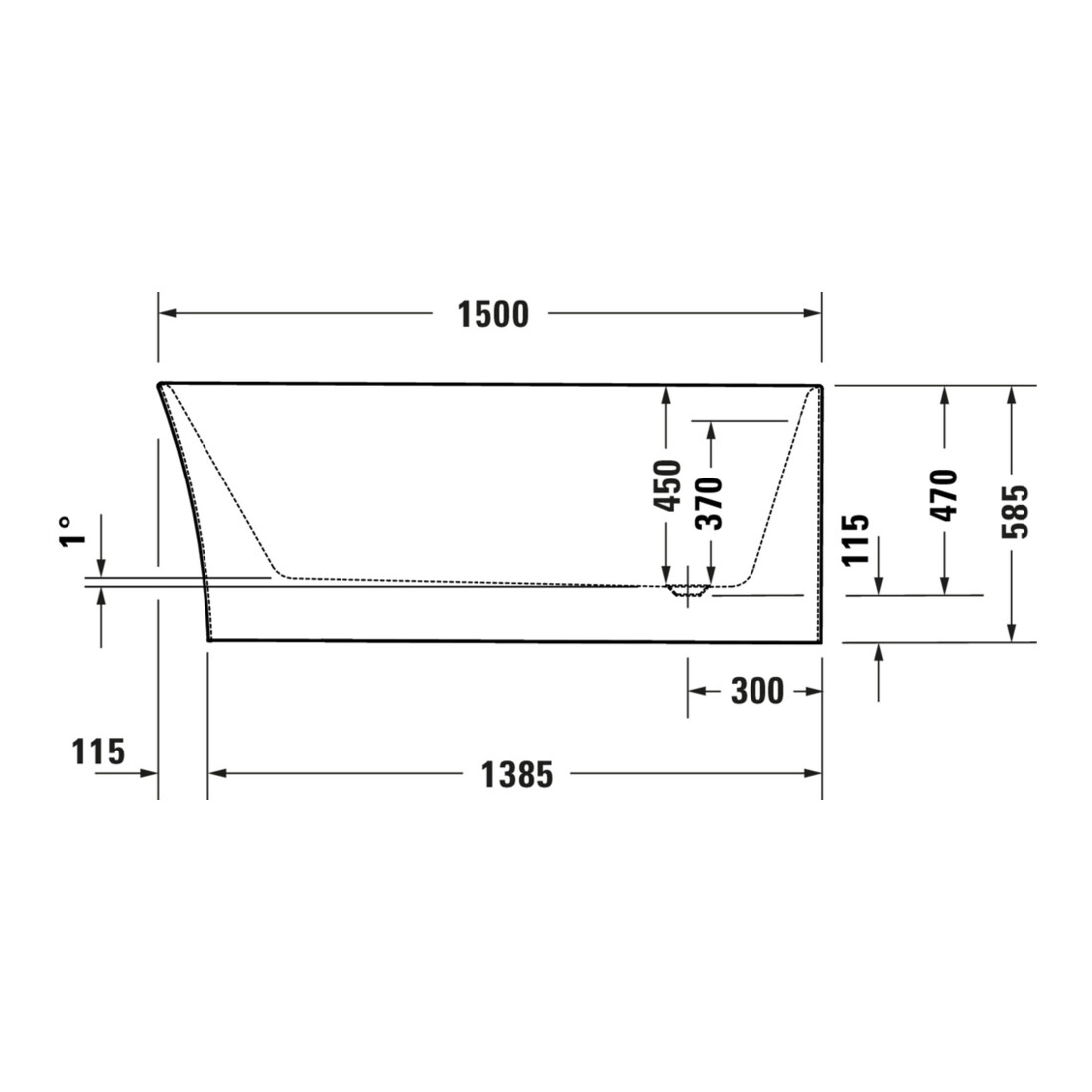 Duravit Badewanne oval DuraSenja 150x75x58,5cm, w, Eck re, RS 2, m FG+AÜL