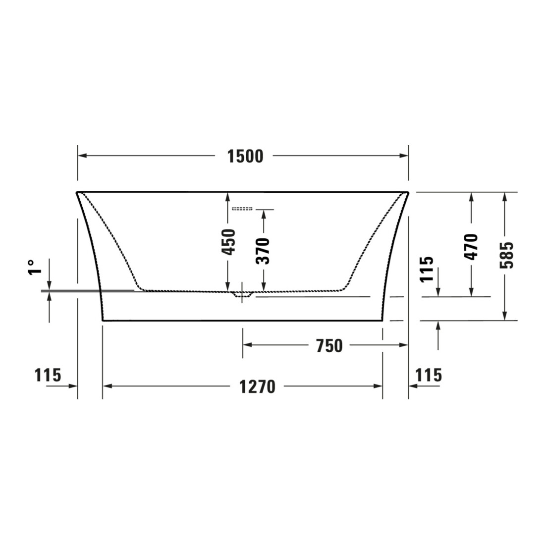 Duravit Badewanne oval DuraSenja 150x75x58,5cm, w, frei., RS 2, m FG+AÜL