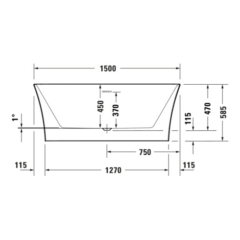Duravit Badewanne oval DuraSenja 150x75x58,5cm, w, Vorw., RS 2, m FG+AÜL