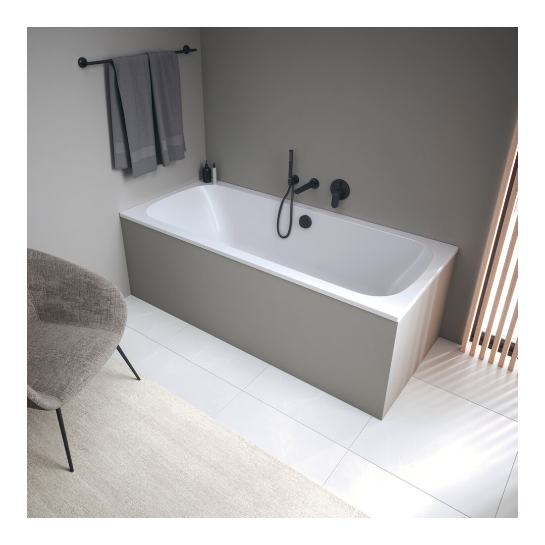 Duravit Badewanne Qatego 180x80cm, EB-Version, 2 RS, weiß