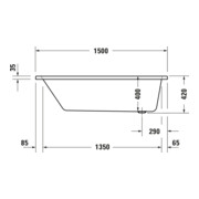 Duravit Baignoire à remous No. 1 150x70 cm, 95 l, version EB, avec 1 RS, blanc-3