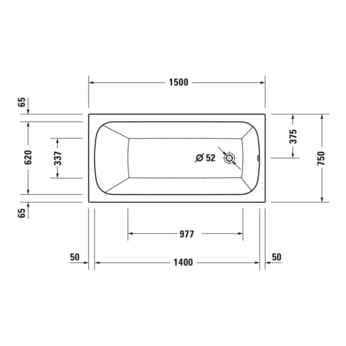 Duravit Baignoire à remous Qatego 150x75 cm, Air-Sys, version EB, 1 RS, blanc