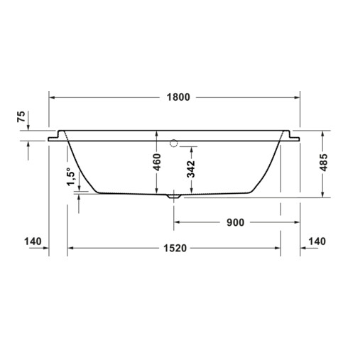 Duravit Baignoire Balcoon 180x80 cm, version EB, 1 RS, blanc mat