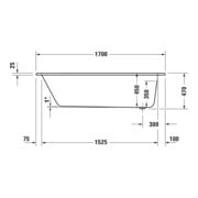 Duravit Baignoire balnéo 2.0 D-Code 170x70 cm, version EB, 1 RS, blanche, J Proj.-3
