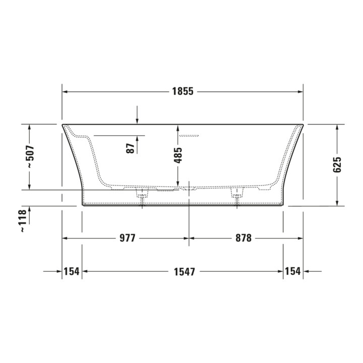 Duravit Baignoire balnéo Cape Cod 185,5x88,5 cm, libre, 2 jets, blanche, Air-Sys