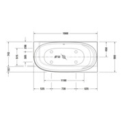 Duravit Baignoire balnéo Cape Cod 190x90 cm, angle droit, 1 RS, blanc, système Air-4